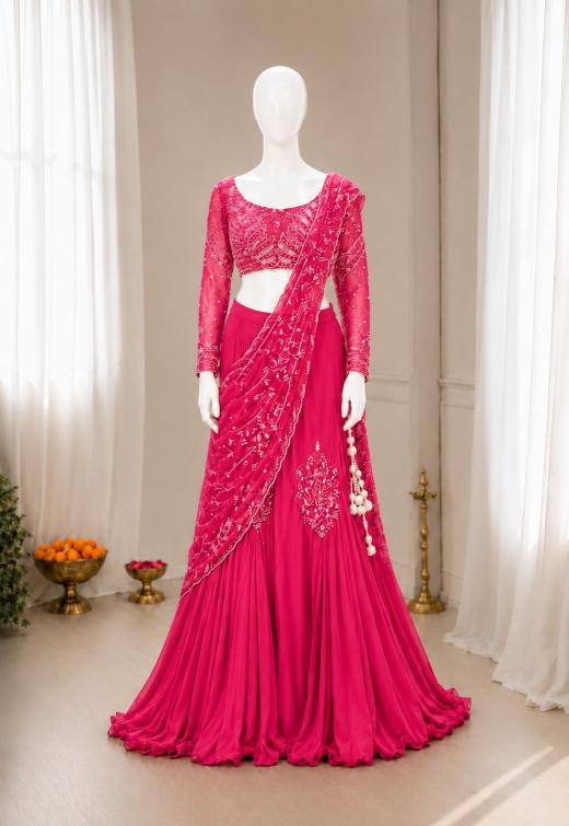 Trending Stylelish BB 73  Chinon Silk Pink Lehenga choli manufacturers in Gujarat